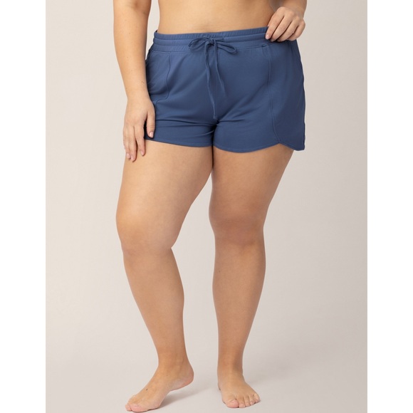 New Kindred Bravely Bamboo Maternity & Postpartum Lounge Shorts in Slate Blue - Picture 1 of 8